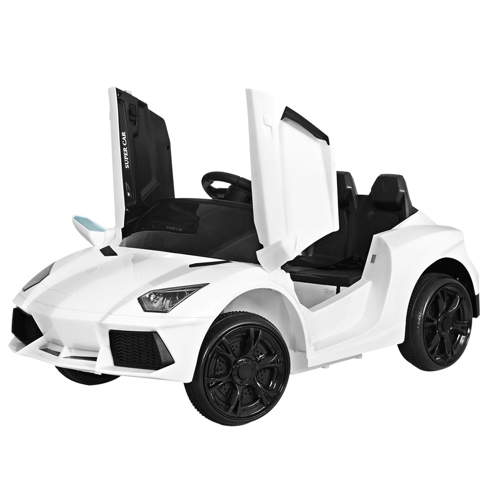 Kids Ride On Car Electric Race Car Battery Remote Control 12V White - Homecoze