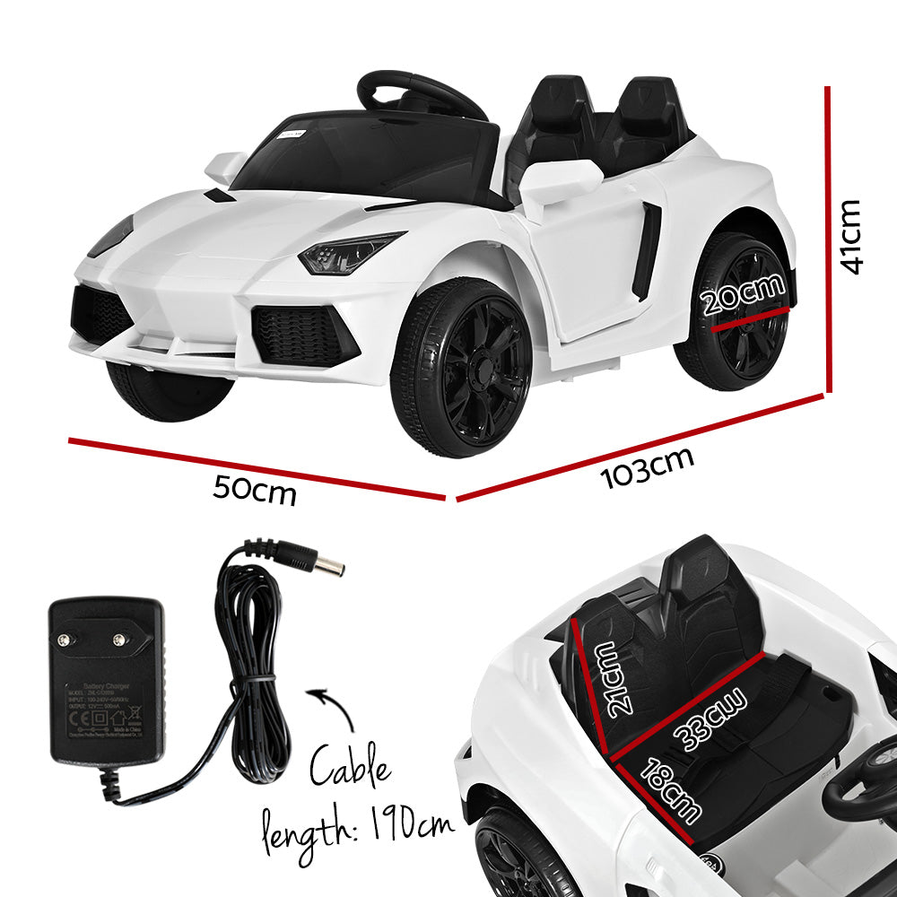 Kids Ride On Car Electric Race Car Battery Remote Control 12V White - Homecoze
