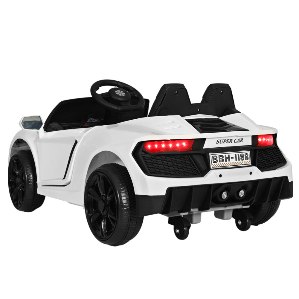 Kids Ride On Car Electric Race Car Battery Remote Control 12V White - Homecoze