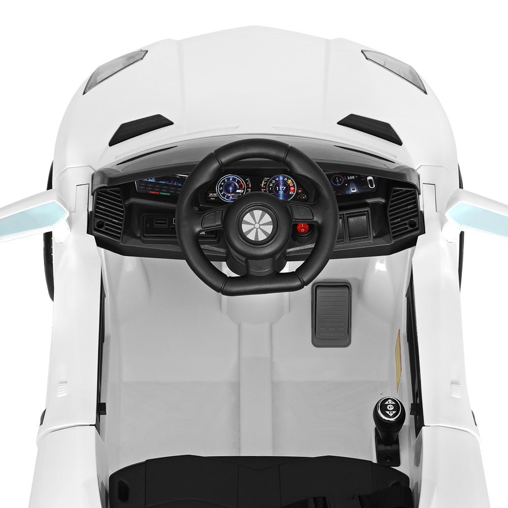 Kids Ride On Car Electric Race Car Battery Remote Control 12V White - Homecoze