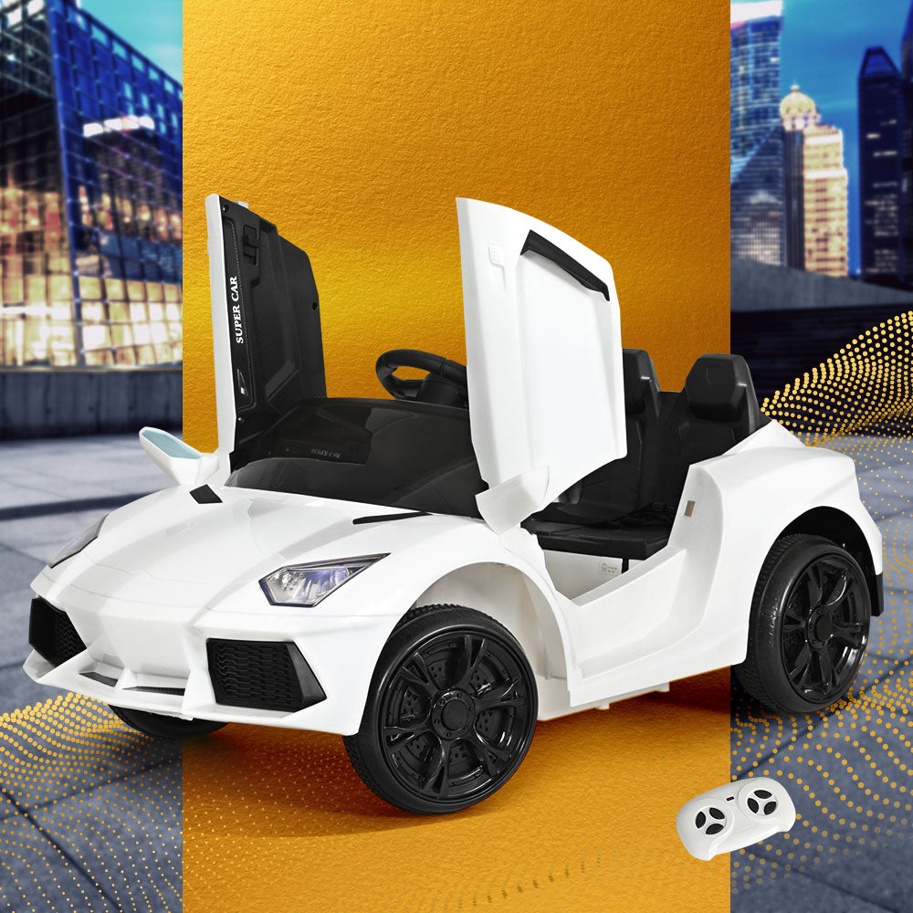 Kids Ride On Car Electric Race Car Battery Remote Control 12V White - Homecoze