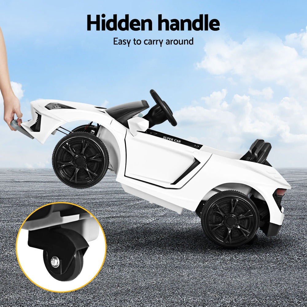 Kids Ride On Car Electric Race Car Battery Remote Control 12V White - Homecoze