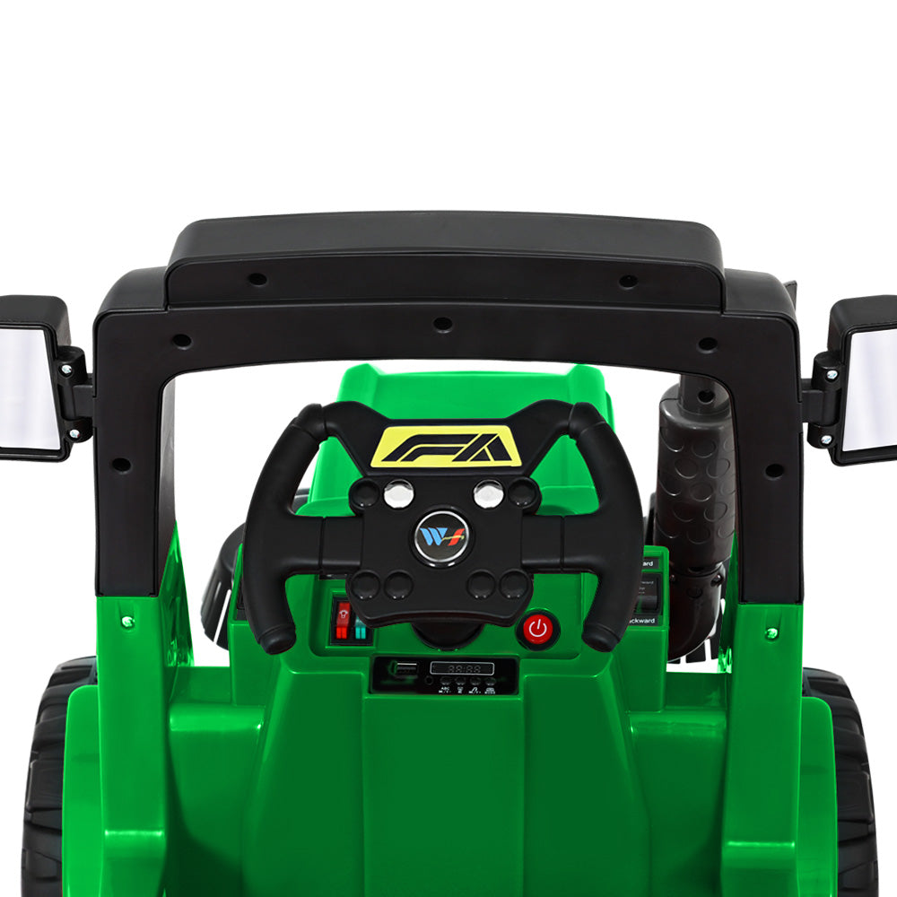 Kids Ride On Car Street Sweeper Truck w/Rotating Brushes and Garbage Cans - Green - Homecoze
