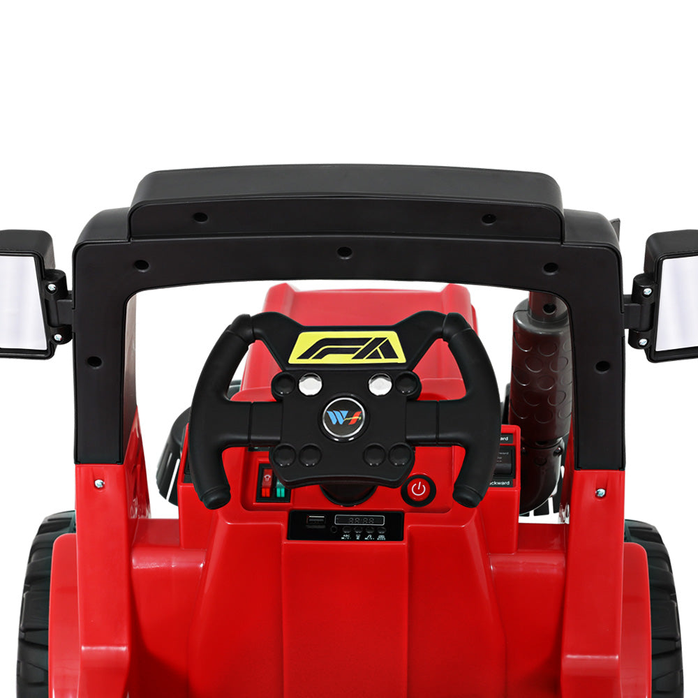 Kids Ride On Car Street Sweeper Truck w/Rotating Brushes and Garbage Cans - Red - Homecoze
