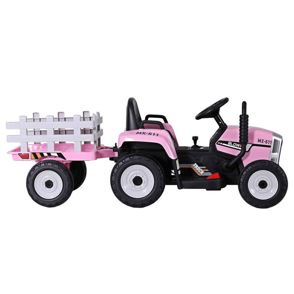 Kids Electric Tractor Ride On Car 12V - Pink - Homecoze