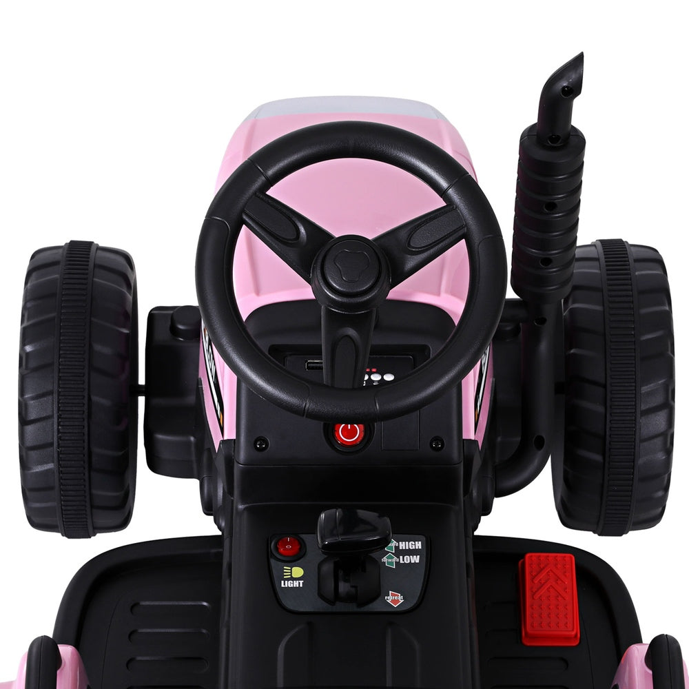 Kids Electric Tractor Ride On Car 12V - Pink - Homecoze