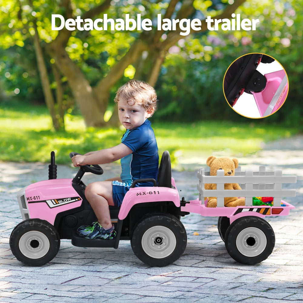 Kids Electric Tractor Ride On Car 12V - Pink - Homecoze