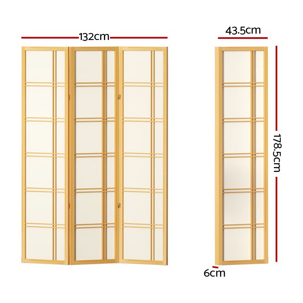 Artiss 3 Panel Room Divider Screen 132x179cm Nova Natural - Homecoze