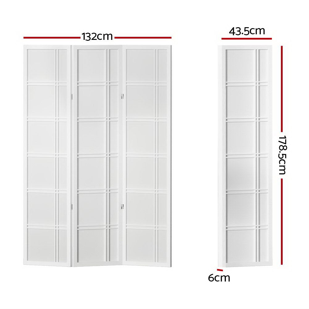 Artiss 3 Panel Room Divider Screen 132x179cm Nova White - Homecoze