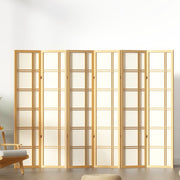 Nara 6 Panel Room Divider Privacy Screen – Pine & White
