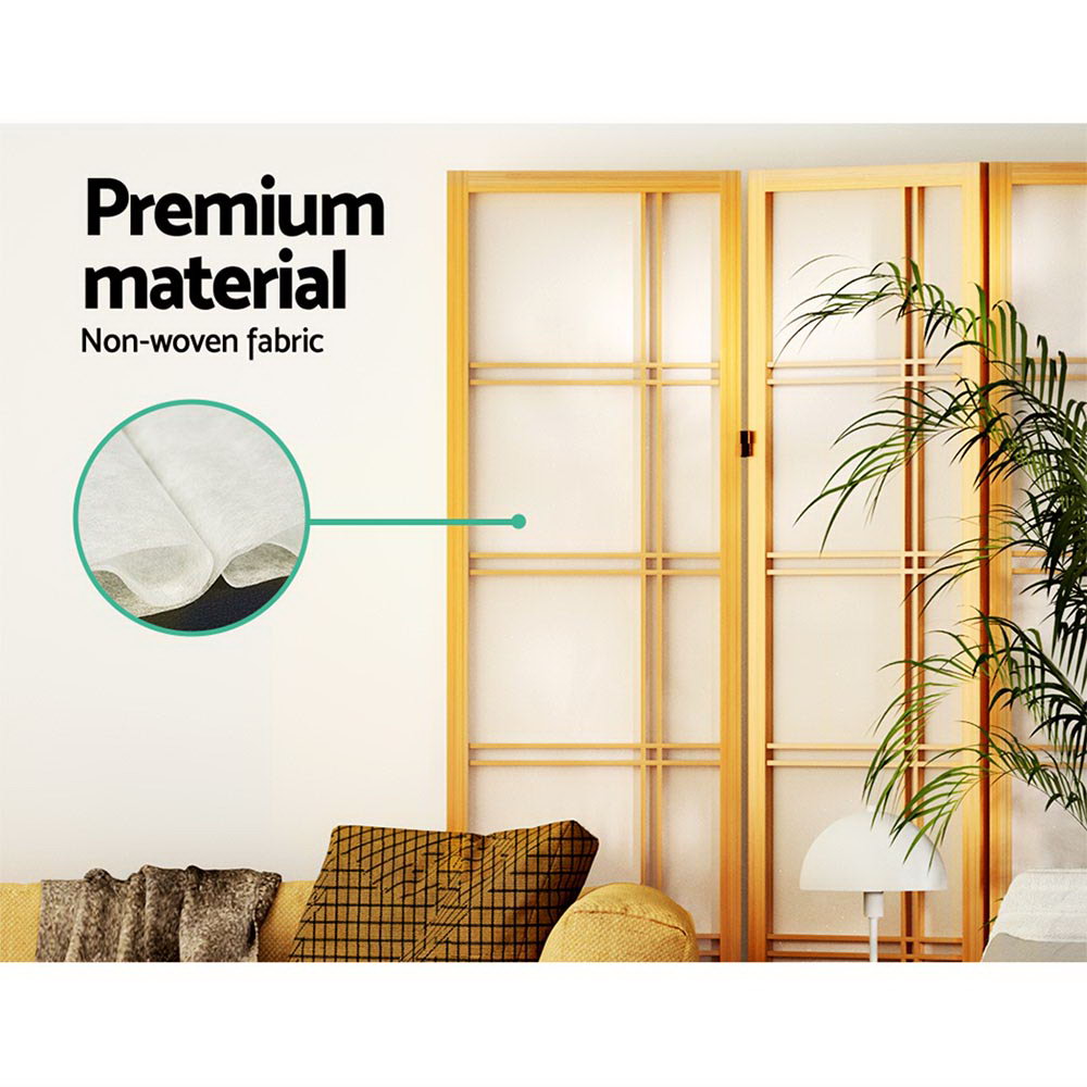 Nara 6 Panel Room Divider Privacy Screen – Pine & White