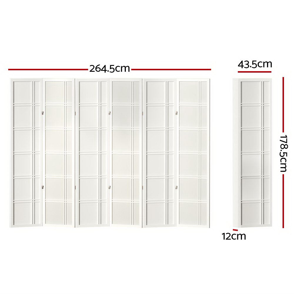 Artiss 6 Panel Room Divider Screen 265x179cm Nova White - Homecoze