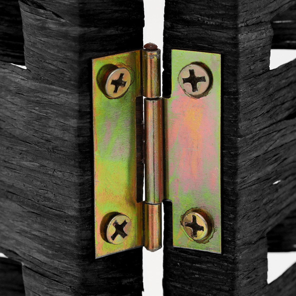 4 Panel Rattan Woven Room Divider Privacy Screen - Black - Homecoze