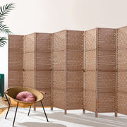 8 Panel Rattan Woven Room Divider Privacy Screen - Natural - Homecoze