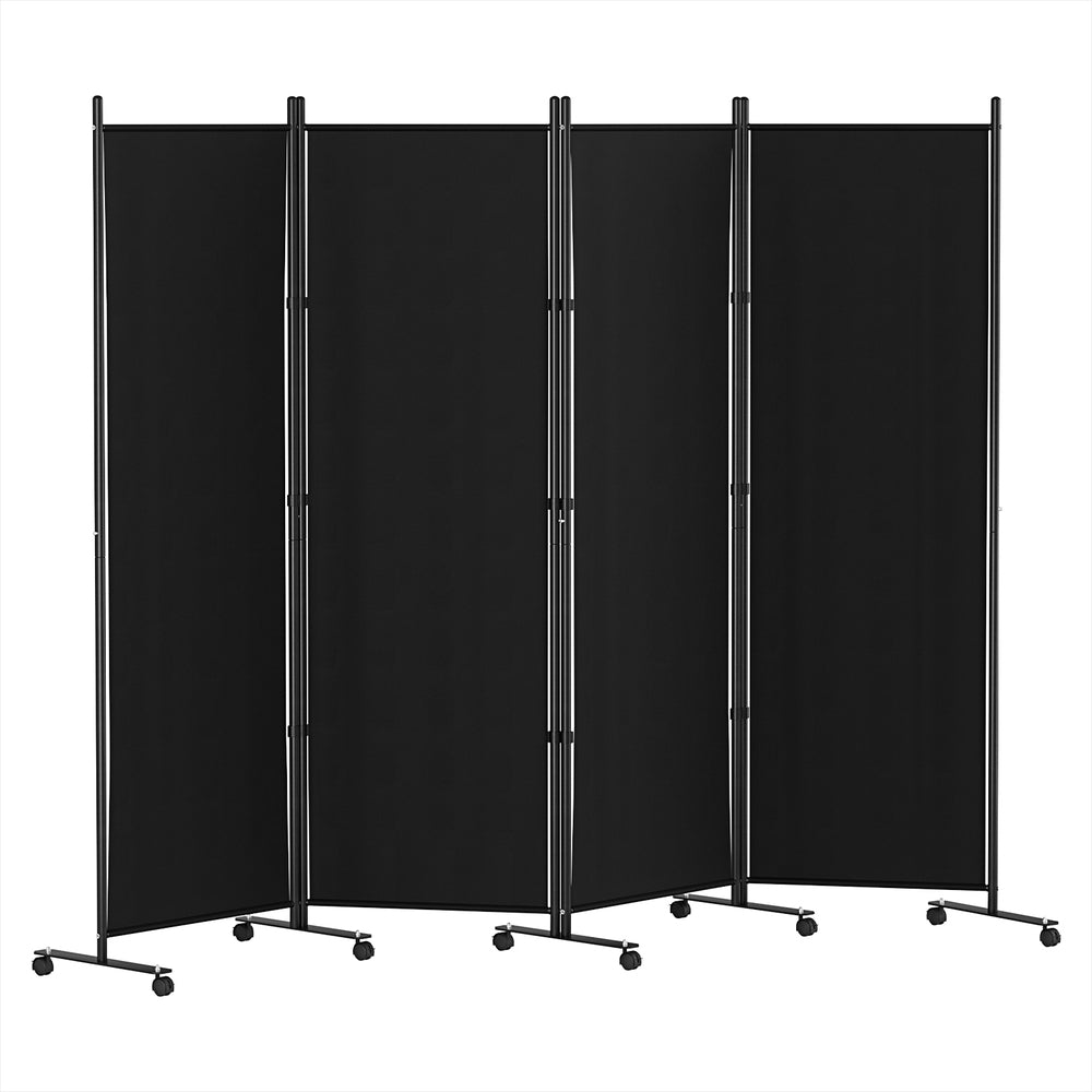 4 Panel Room Divider Partition with Wheels 217cm - Black - Homecoze
