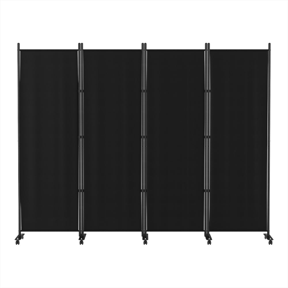 4 Panel Room Divider Partition with Wheels 217cm - Black - Homecoze