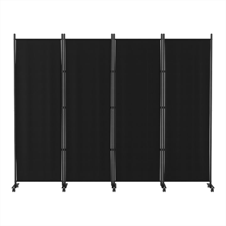 4 Panel Room Divider Partition with Wheels 217cm - Black