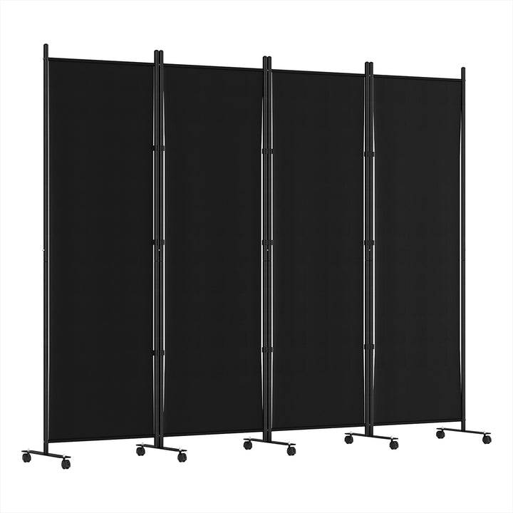 4 Panel Room Divider Partition with Wheels 217cm - Black