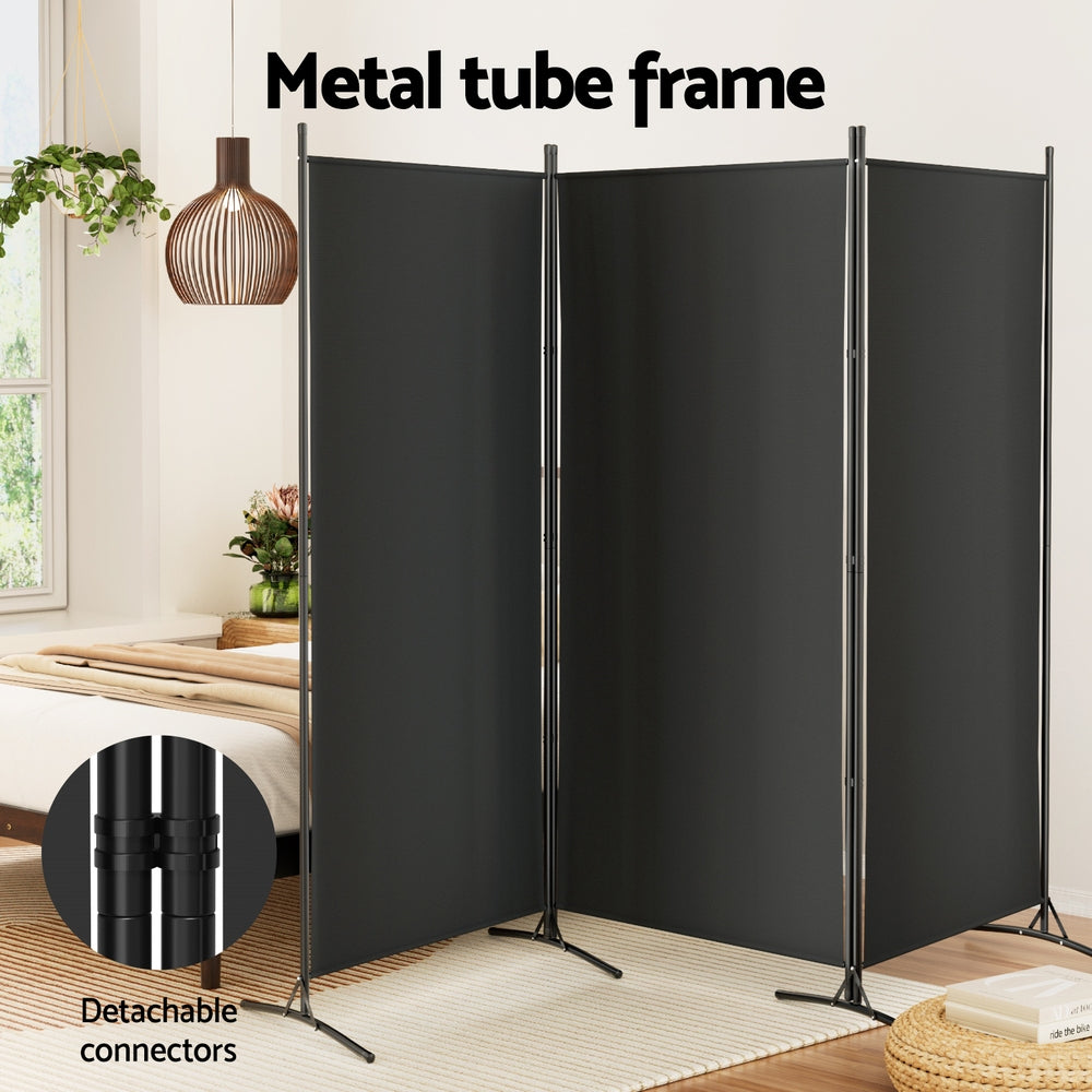 Artiss 3 Panel Room Divider Screen 260x180cm Fabric Black - Homecoze