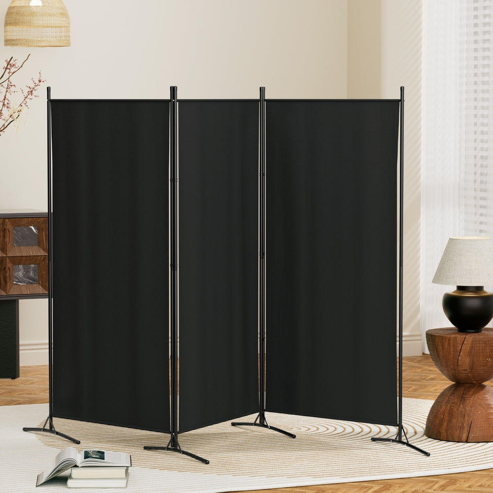Artiss 3 Panel Room Divider Screen 260x180cm Fabric Black - Homecoze