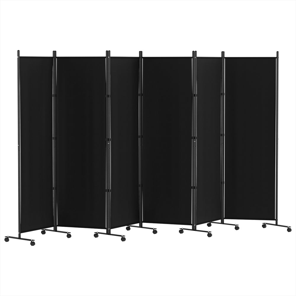 6 Panel Room Divider Partition with Wheels 323cm - Black - Homecoze