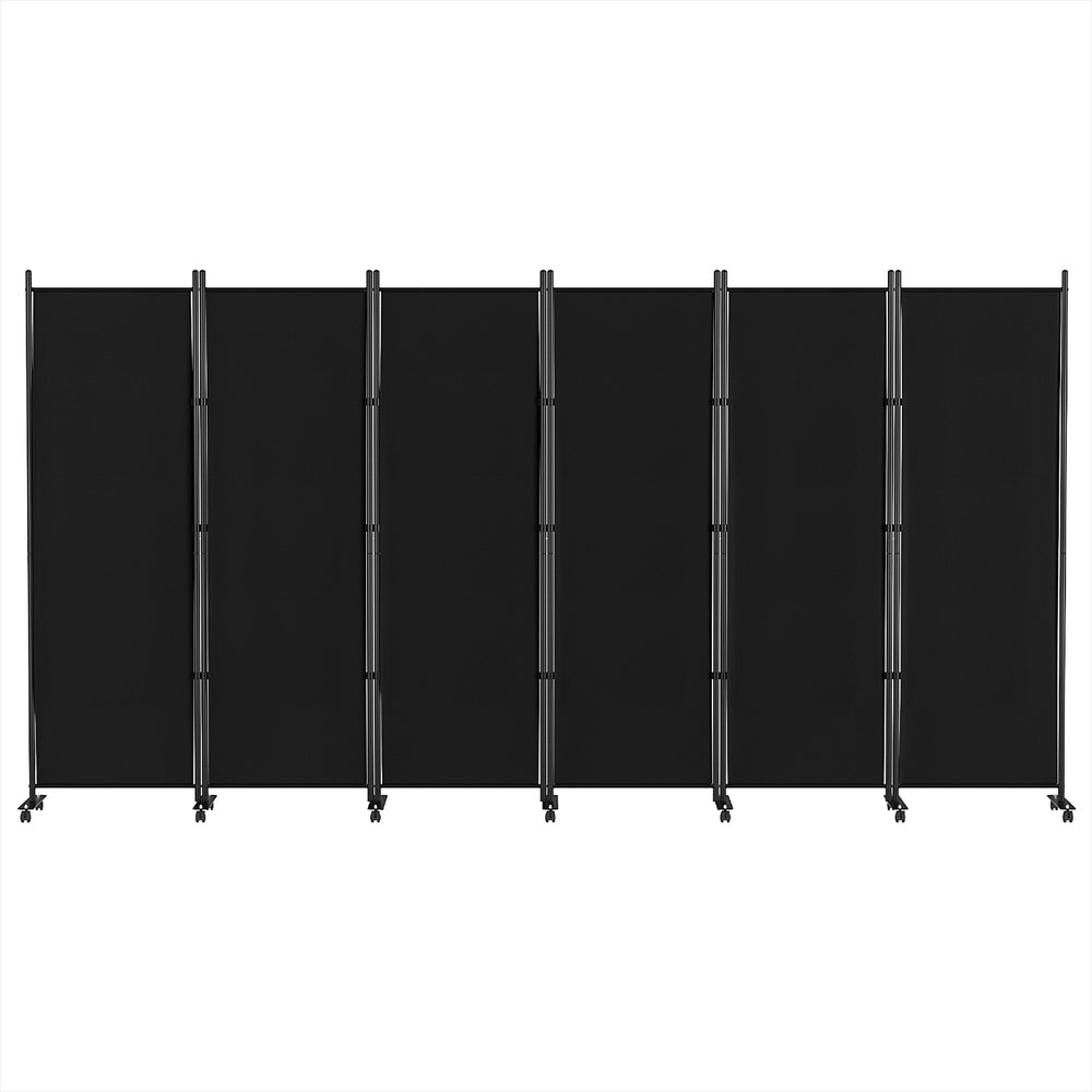 6 Panel Room Divider Partition with Wheels 323cm - Black - Homecoze
