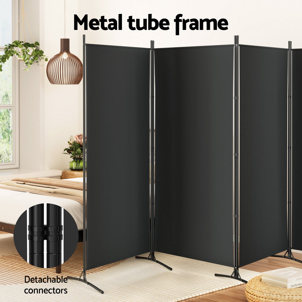 4 Panel Room Divider Partition 345cm - Black - Homecoze