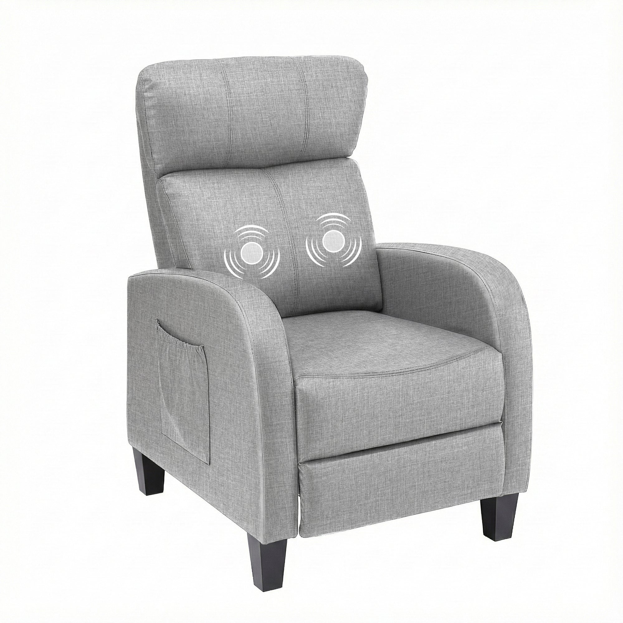 Artiss Massage Recliner Chair Small Recliner Sofa for Adults Fabric Grey - Homecoze