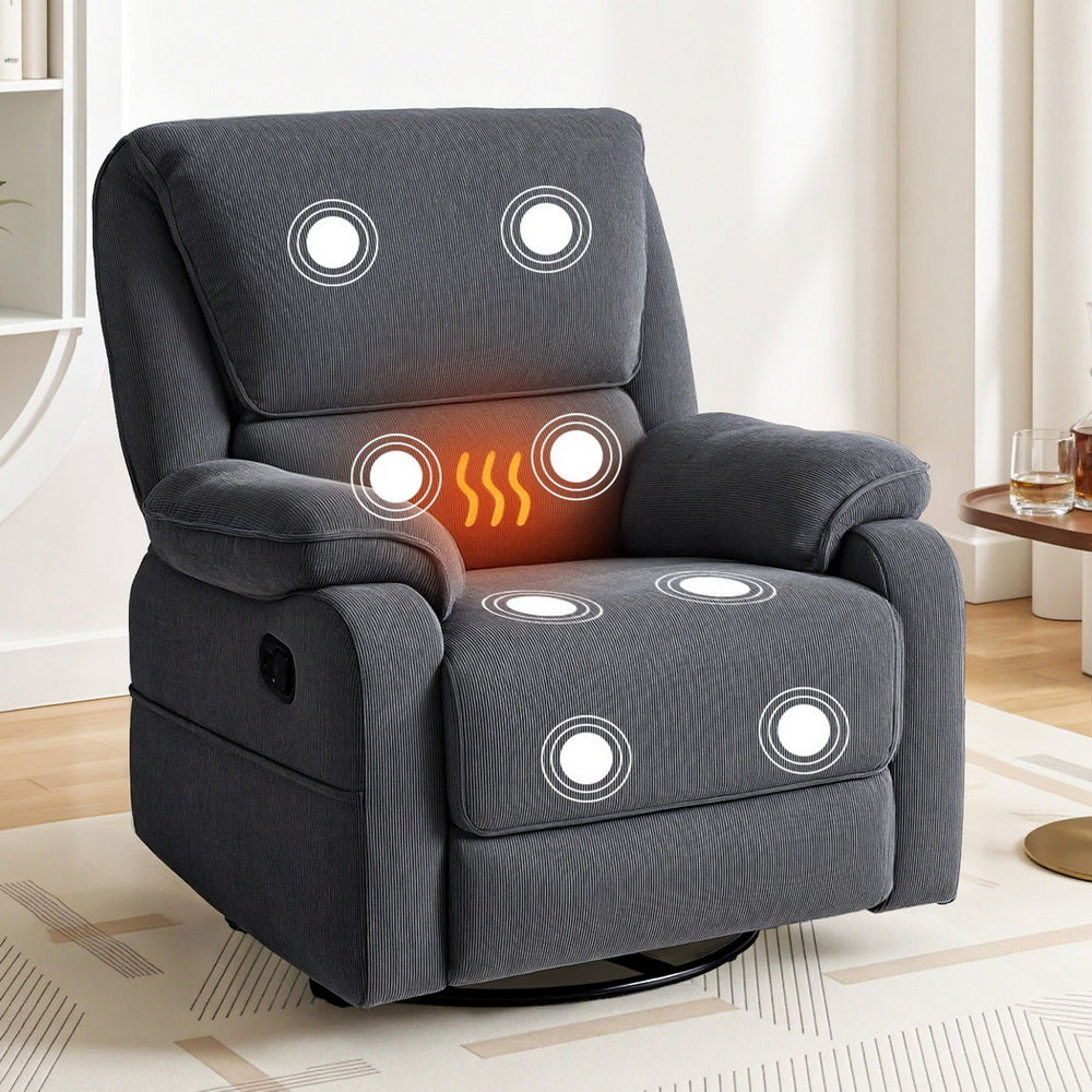Artiss Rocking Recliner Chair 360 Swivel Massage Heated Reclining Chairs - Homecoze