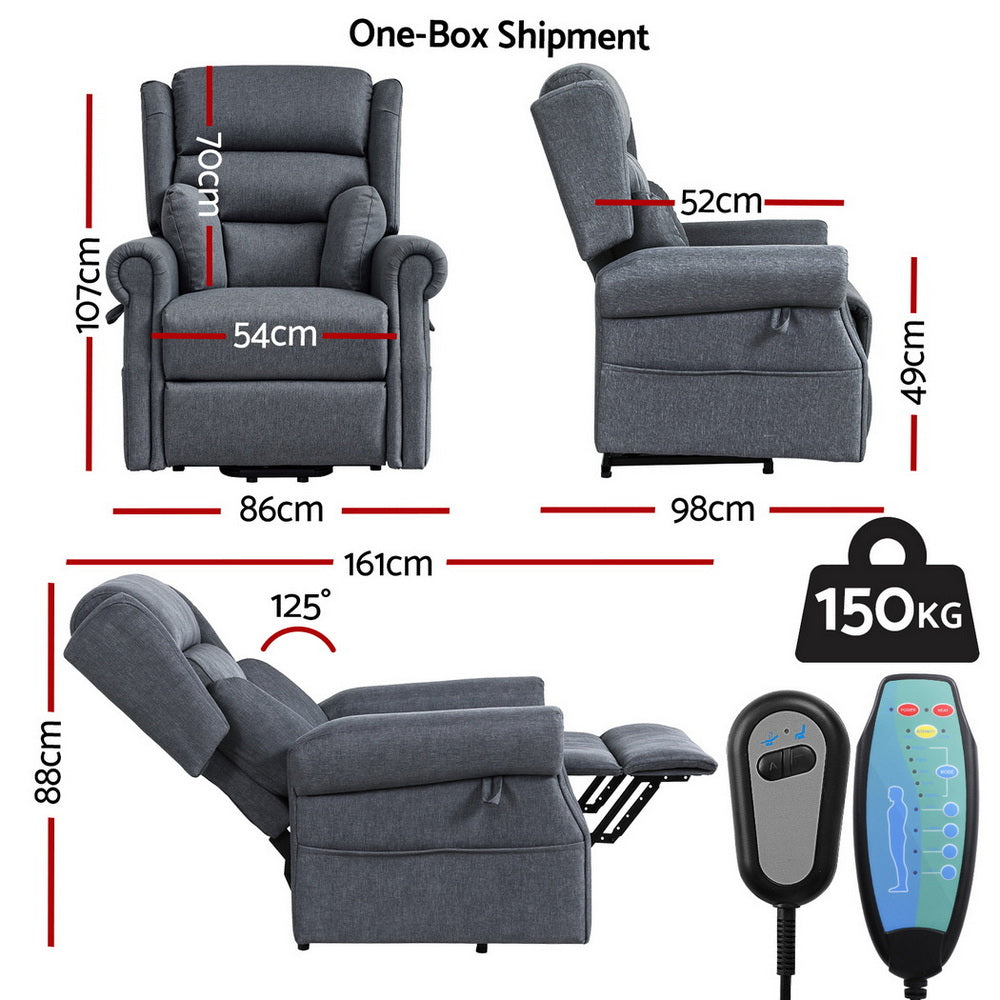 Artiss Electric Recliner Chair Power Lift Massage Heated Recliner Sofa - Homecoze