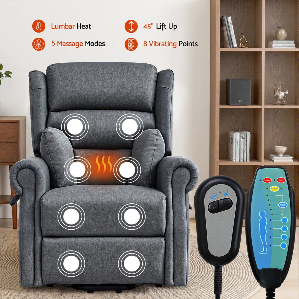 Artiss Electric Recliner Chair Power Lift Massage Heated Recliner Sofa - Homecoze