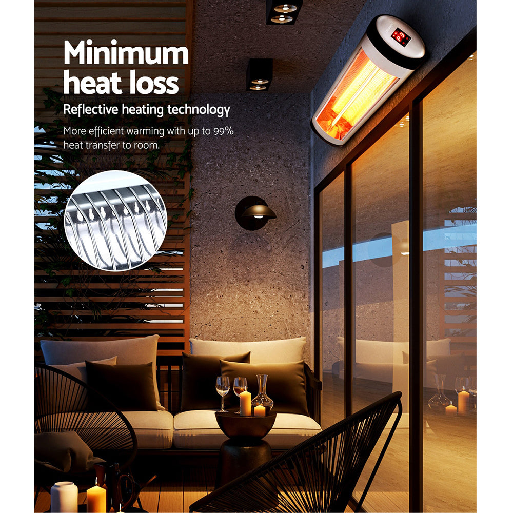 Electric Halogen Heater Bar for Indoors & Outdoors Use - 500W/1000W/1500W (10A Plug) - Homecoze