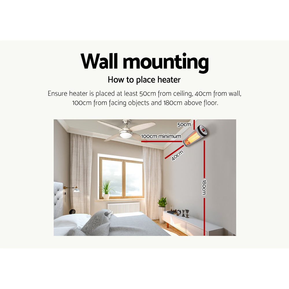 Devanti Electric Strip Heater Radiant Heaters 2000W - Homecoze