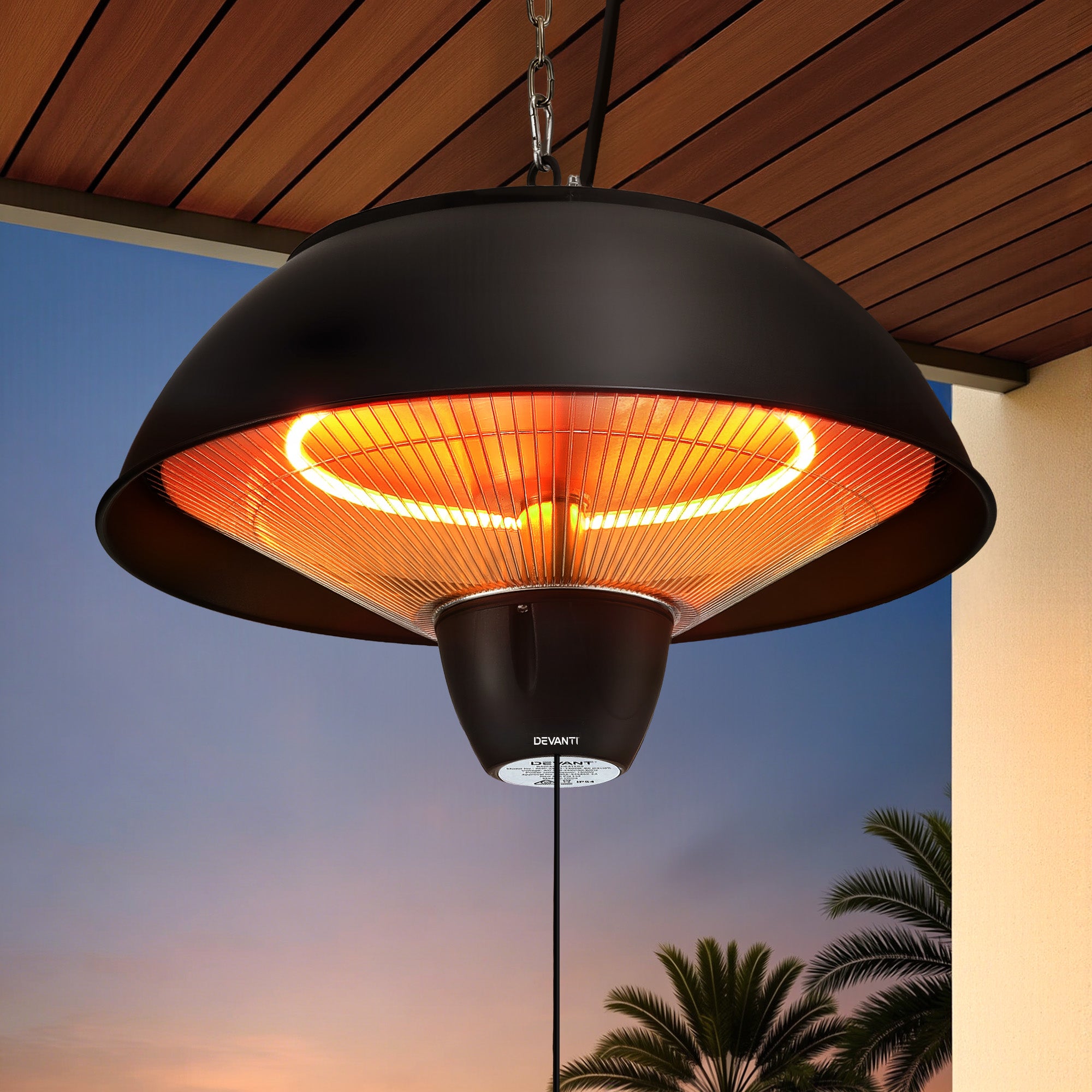 Devanti 1500W Electric Patio Infrared Heater Hanging Heaters Ceiling Mounted Remote - Homecoze