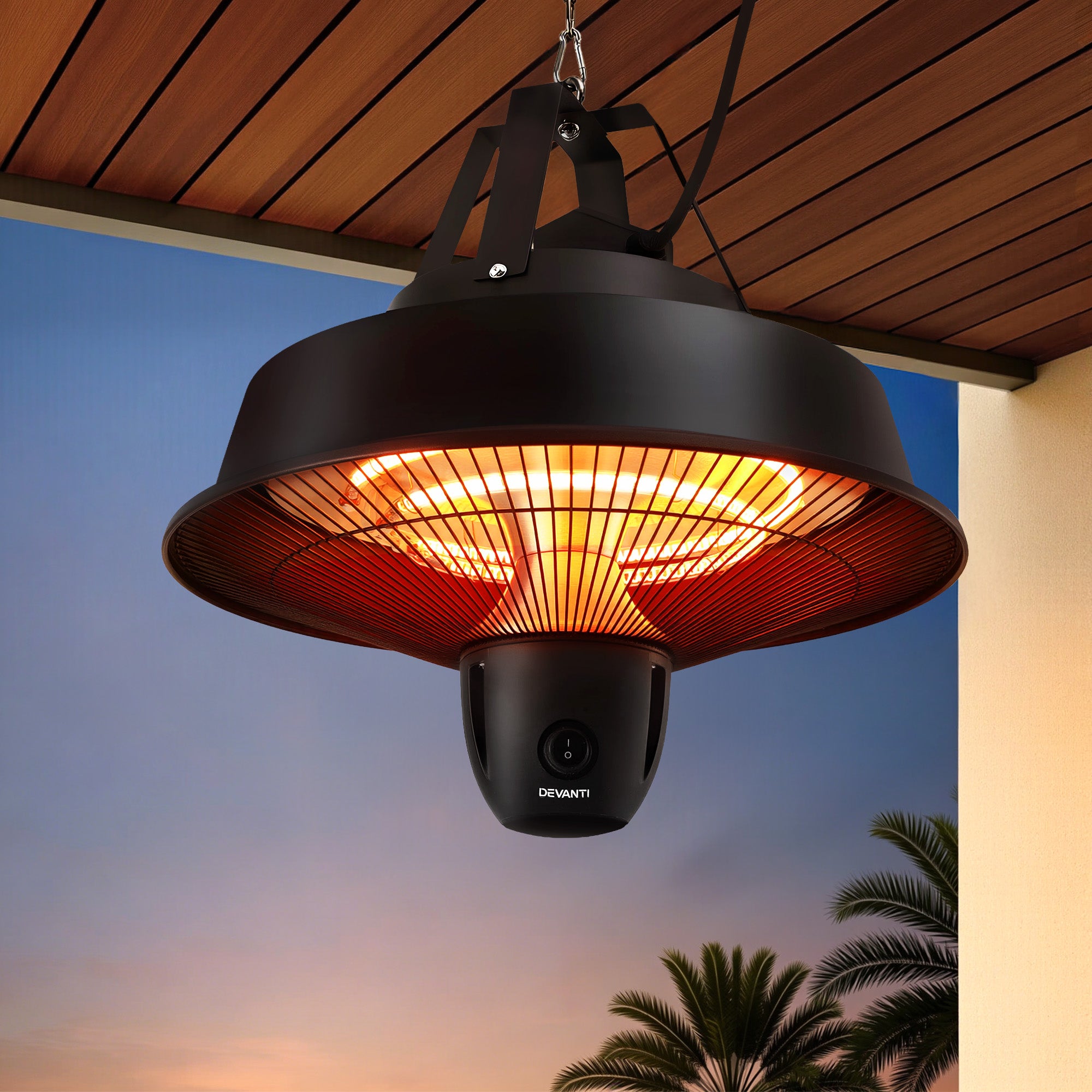 Devanti 2000W Electric Patio Heater Ceiling Mounted Hanging Heaters Remote - Homecoze