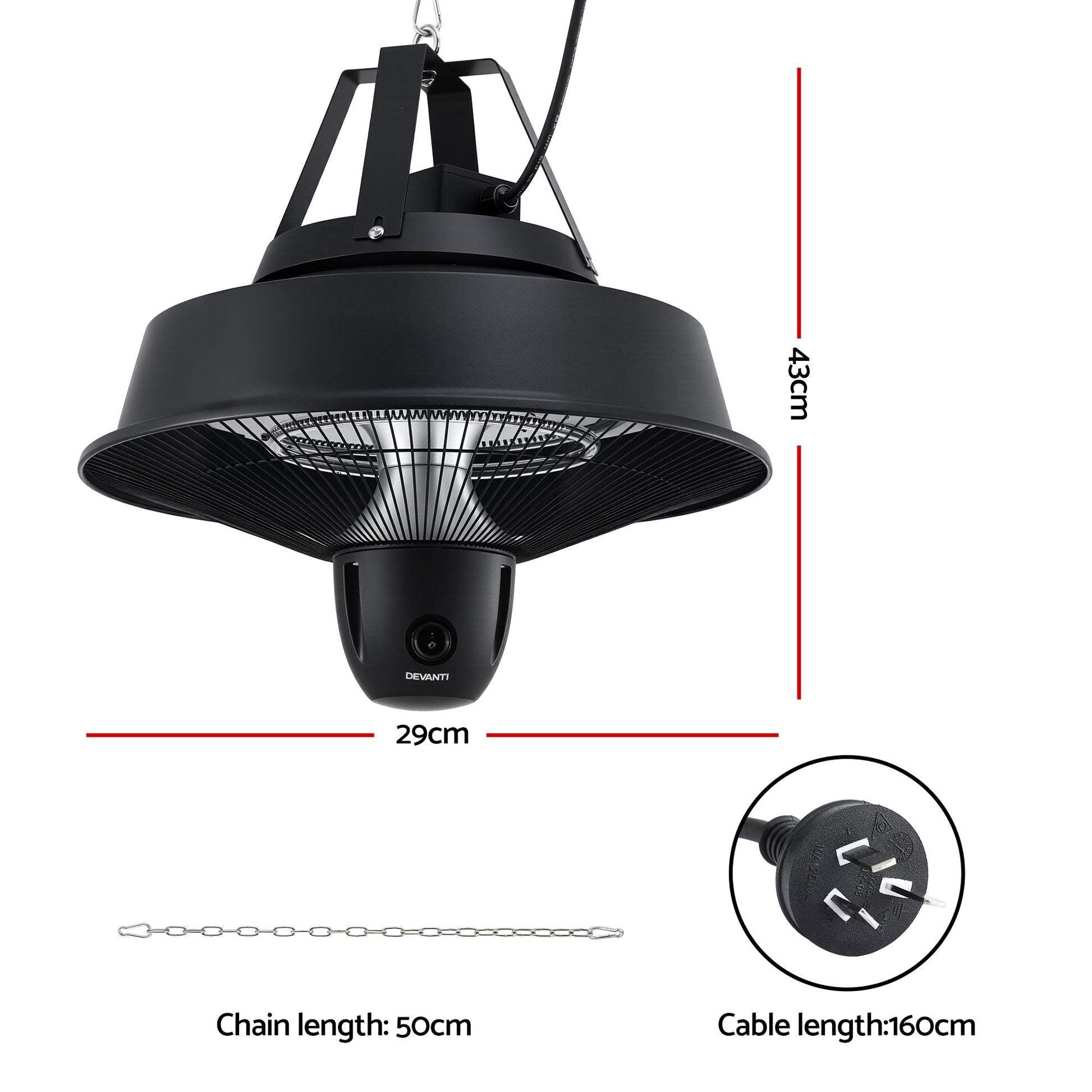 Devanti 2000W Electric Patio Heater Ceiling Mounted Hanging Heaters Remote - Homecoze