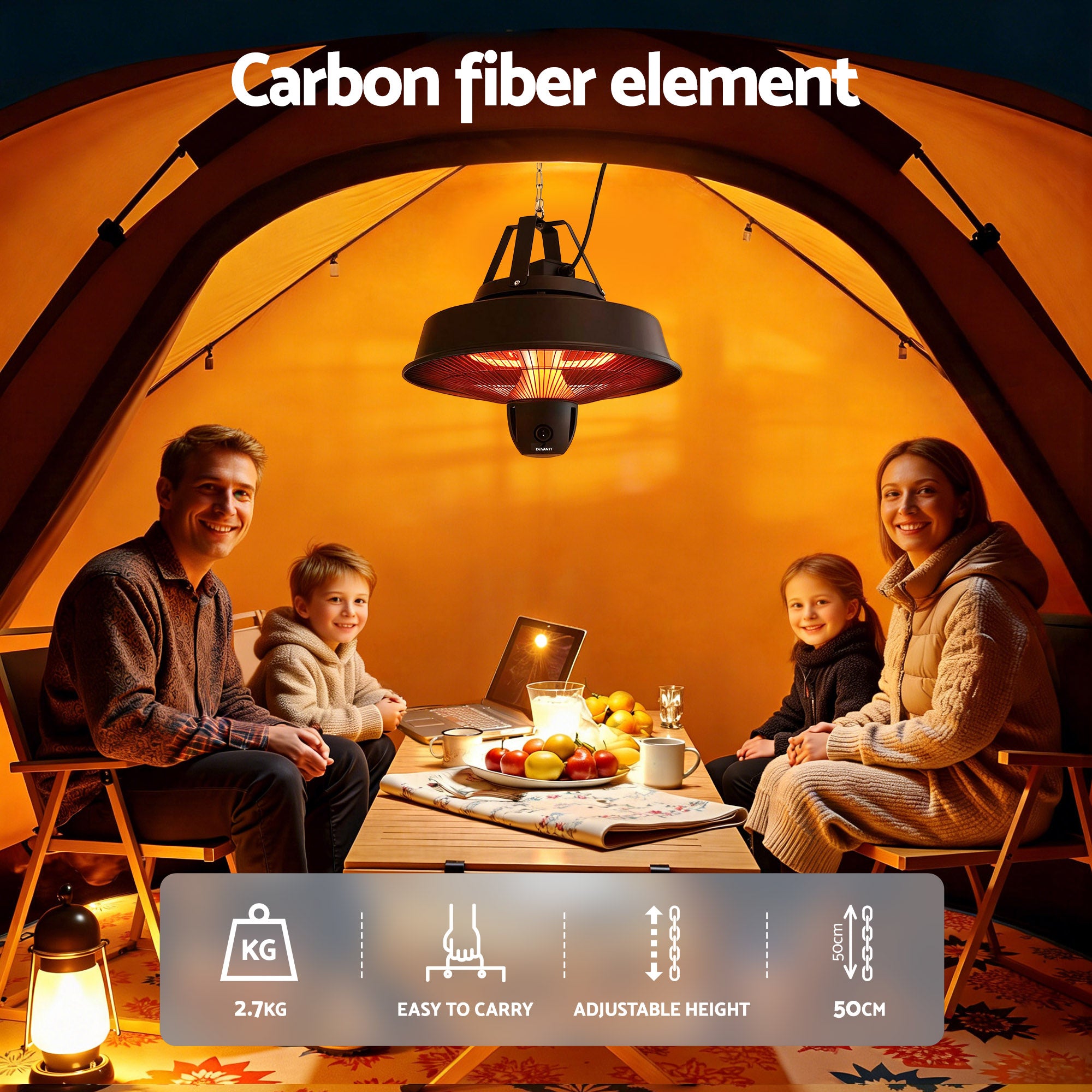 Devanti 2000W Electric Patio Heater Ceiling Mounted Hanging Heaters Remote - Homecoze