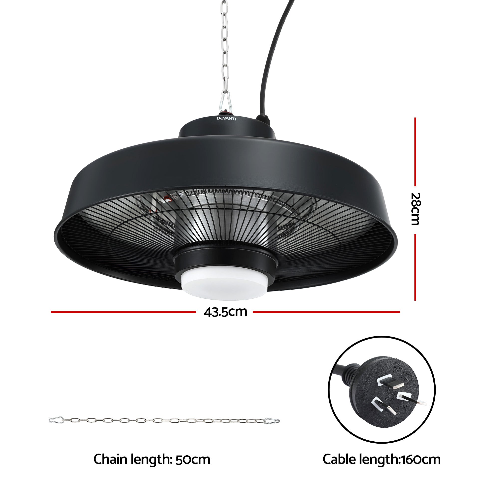 Devanti 2000W Outdoor Electric Patio Heater Ceiling Mount with LED Light Remote - Homecoze