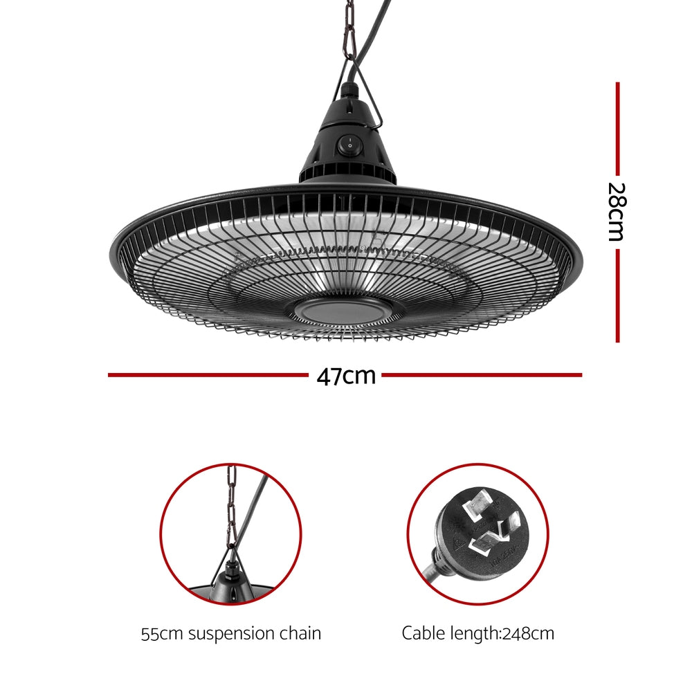 Devanti 1500W Hanging Electric Patio Heater - Homecoze