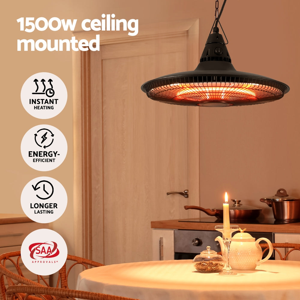 Devanti 1500W Hanging Electric Patio Heater - Homecoze