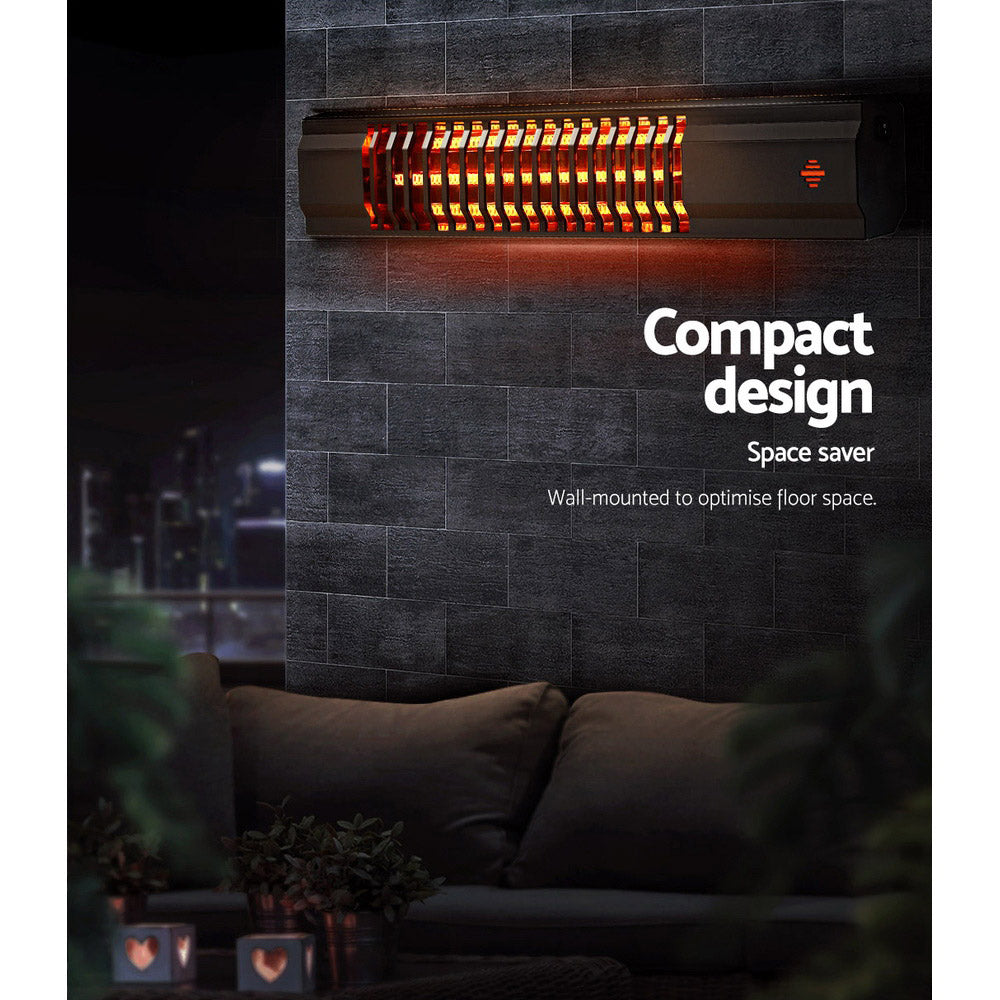 Compact Electric Strip Heater Infrared Radiant Heaters Remote control 2000W - Homecoze