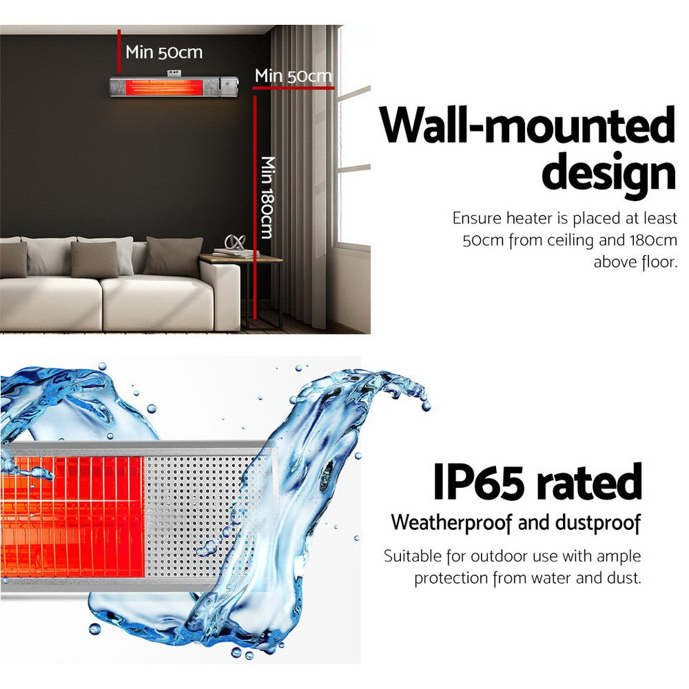 Electric Infrared Strip Heater Radiant Heaters Remote control 2000W - Homecoze