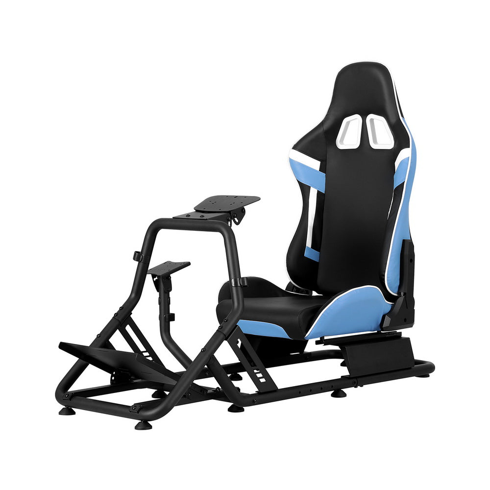 Race Seat Simulator Steering Wheel Gaming Cockpit - Blue - Homecoze