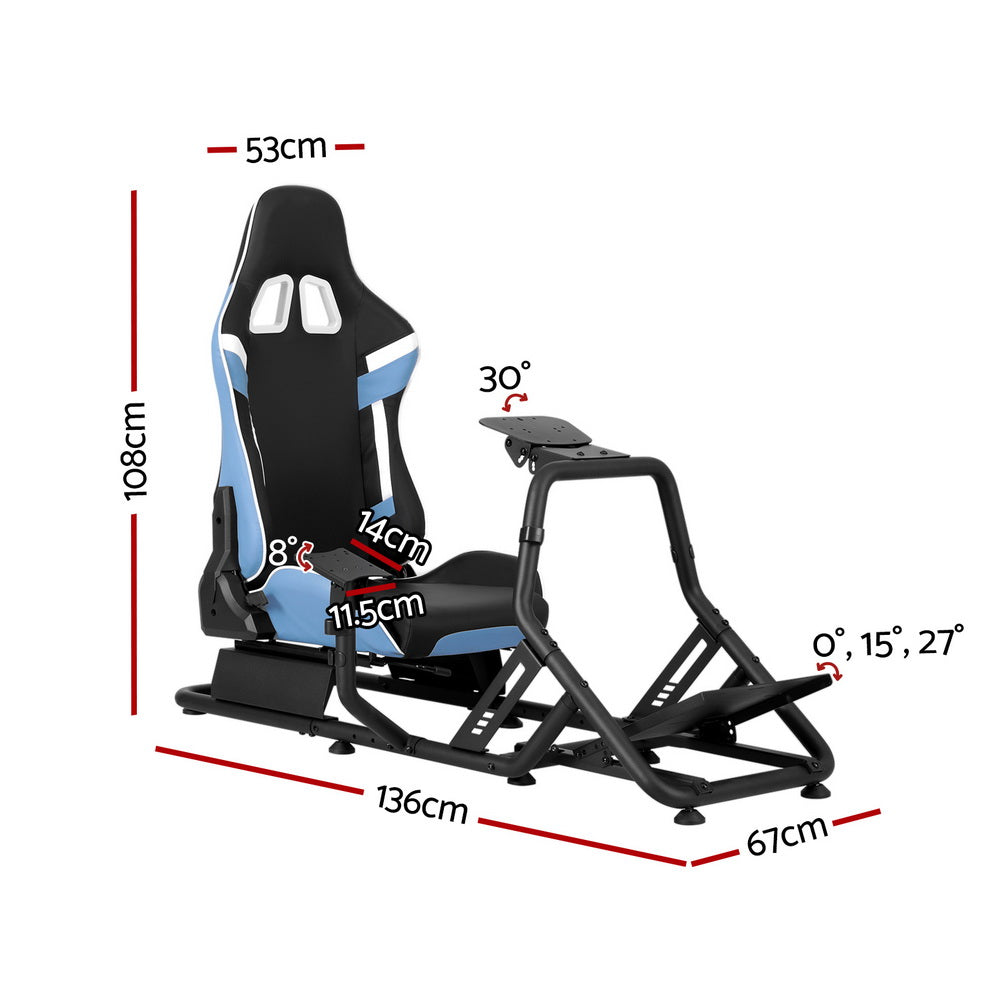 Race Seat Simulator Steering Wheel Gaming Cockpit - Blue - Homecoze