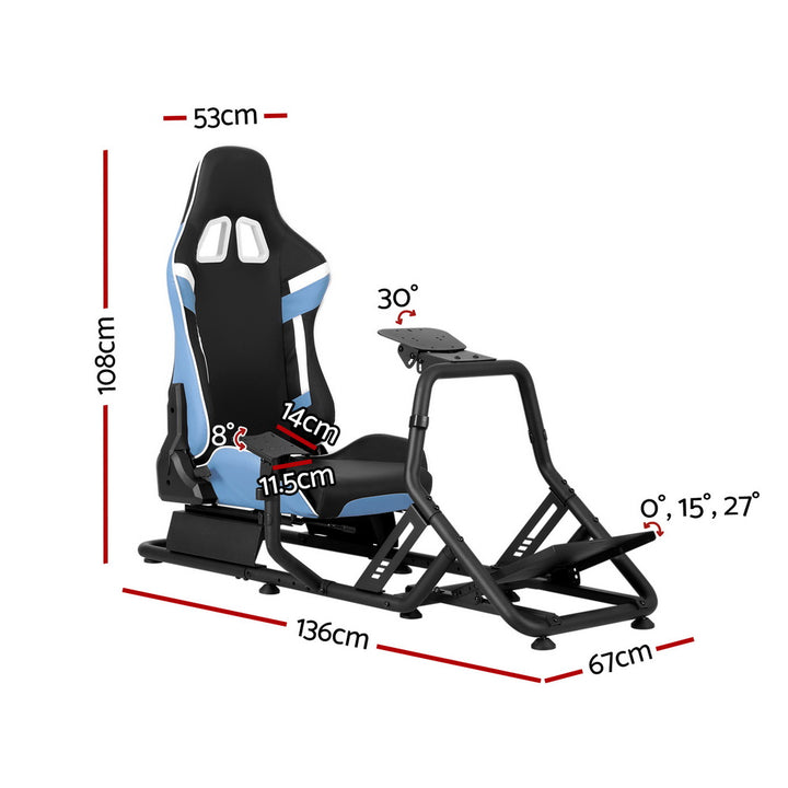 Race Seat Simulator Steering Wheel Gaming Cockpit - Blue