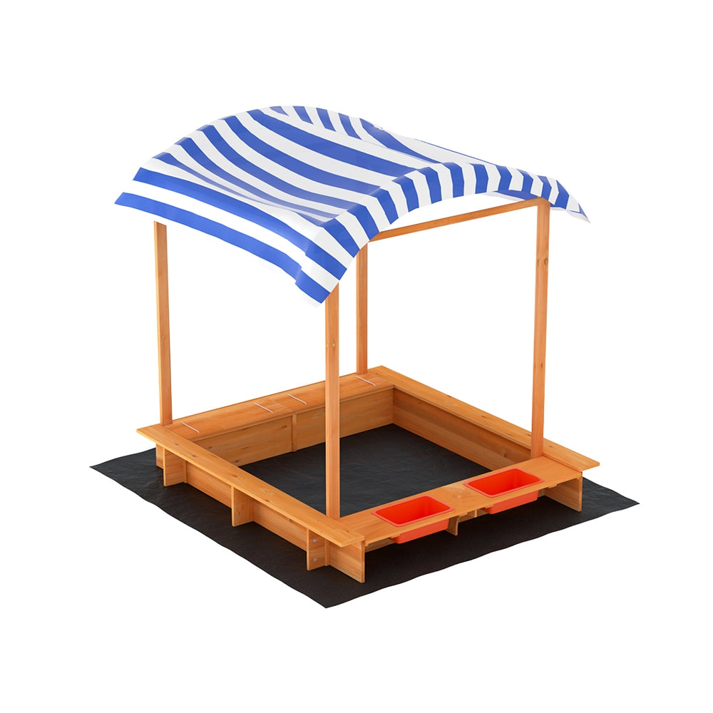 Kids Sandpit with Canopy & Water Basin 146cm - Homecoze
