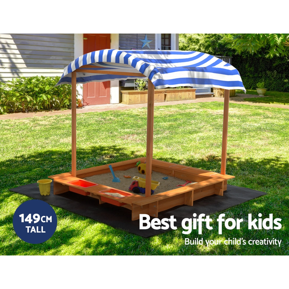Kids Sandpit with Canopy & Water Basin 146cm - Homecoze