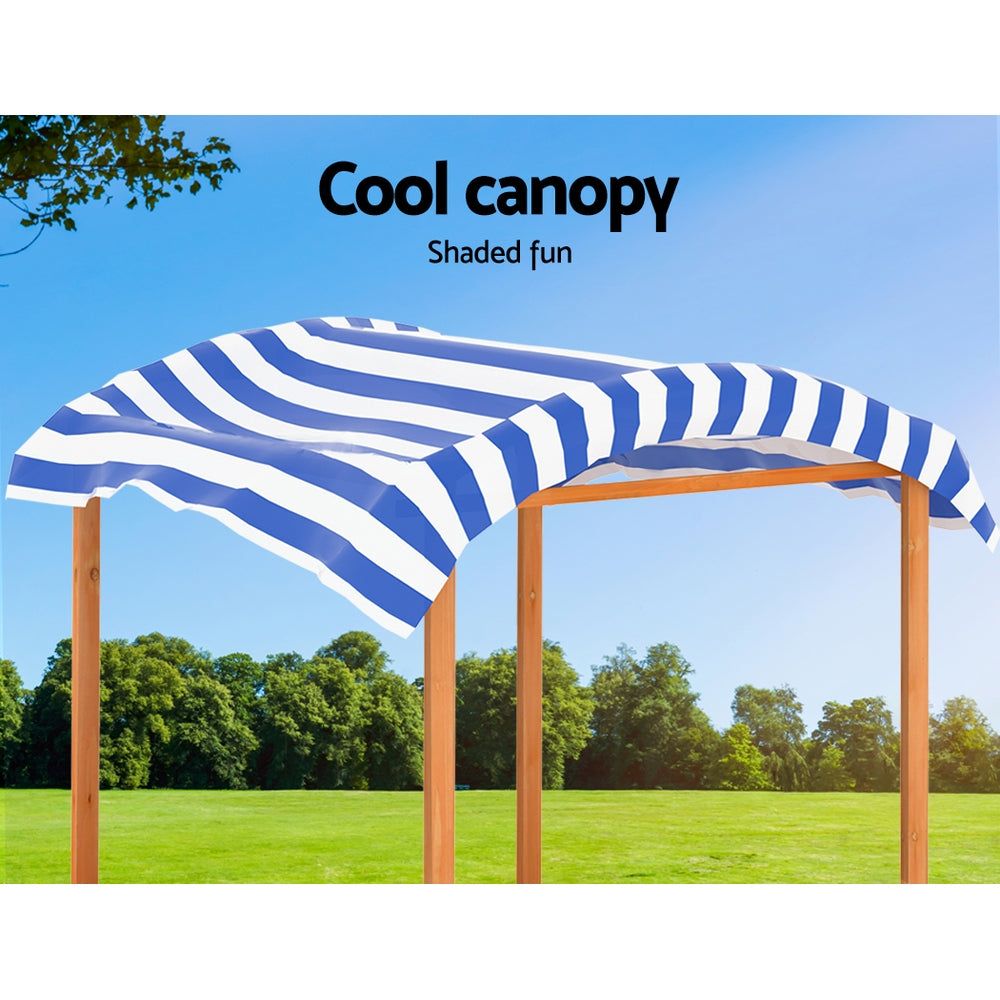 Kids Sandpit with Canopy & Water Basin 146cm - Homecoze