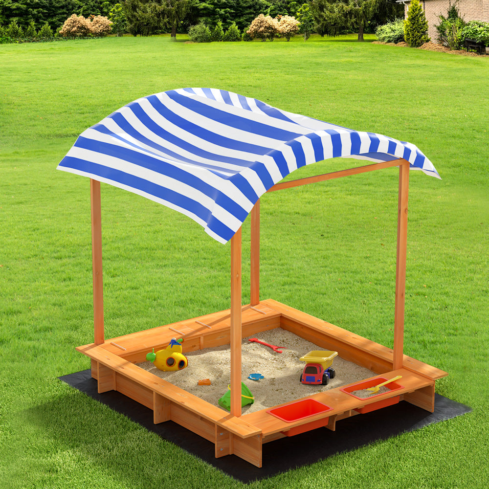 Kids Sandpit with Canopy & Water Basin 146cm - Homecoze
