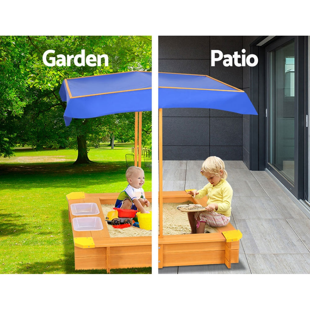 Kids Sandpit with Canopy & Water Basin 103cm - Homecoze